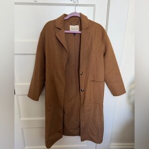 Topshop Camel Brown Wool-Blend Coat